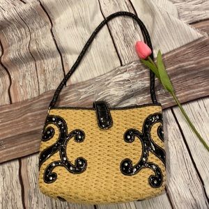 Brighton wicker bag with black accents.